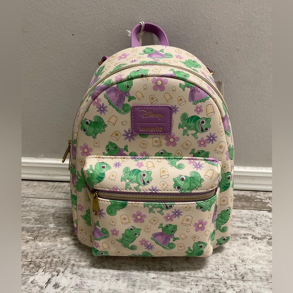 NWT Loungefly Tangled Pascal Floral Mini Backpack